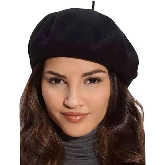 Accessories Hot Women Wool Beret Hat French Style Egyptian Black